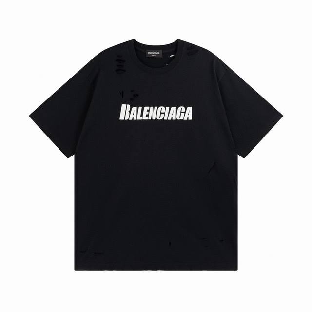 Balenciaga 巴黎世家2024 Ss 经典做旧破洞割烂印花短袖t恤 本市场no.1的质量 真正天花板品质 全部原版开发注意细节图 避免被盗图商家混发 正